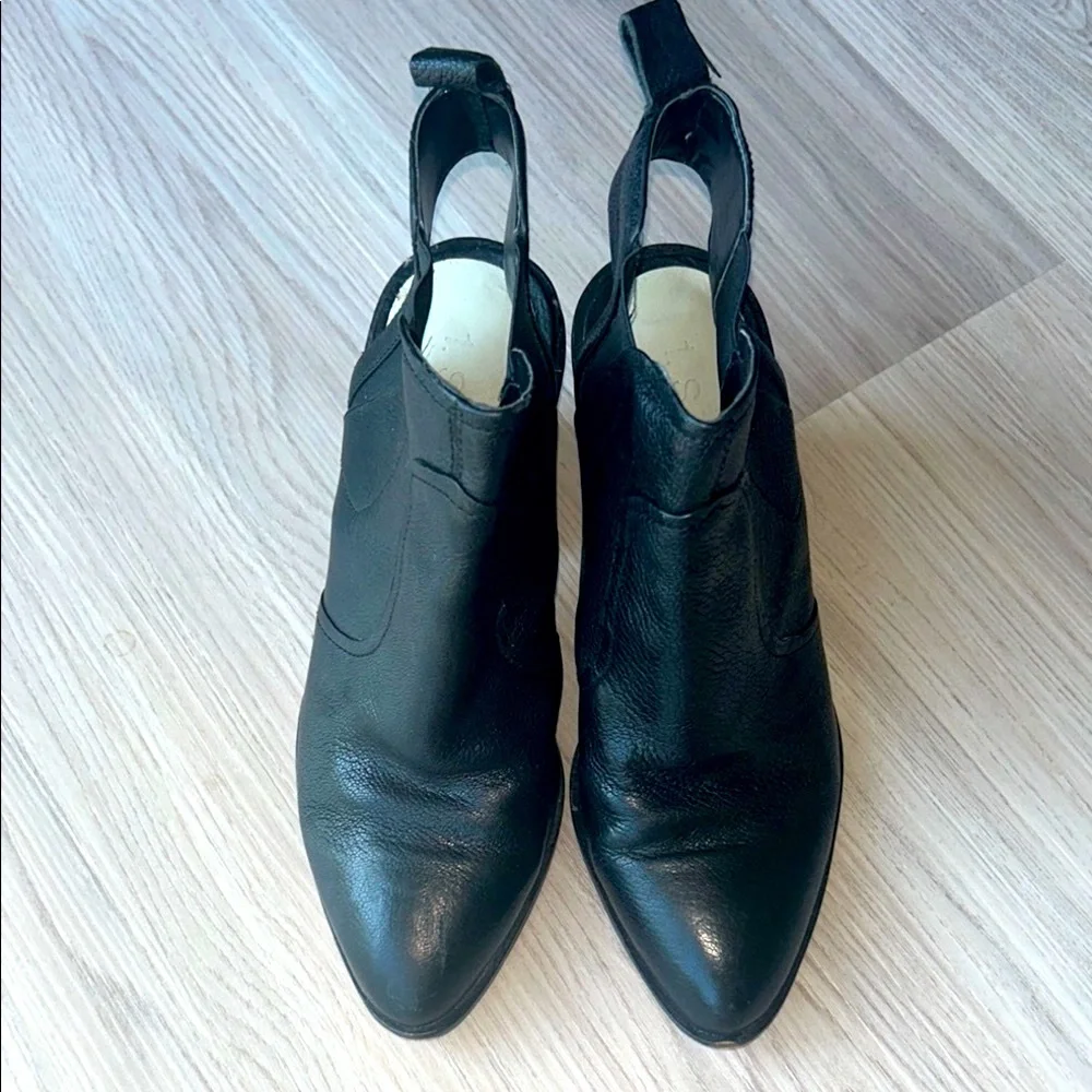 1. State Leban Slingback Leather Booties Women 7M Black Pointed Toe Boots